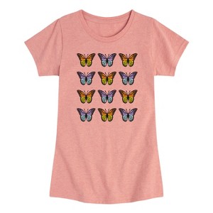Girls' - Instant Message - Y2K Stacked Butterflies Fitted Short Sleeve Graphic T-Shirt - 1 of 4