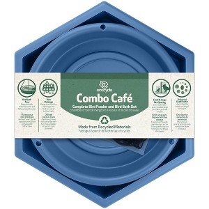 Nature's Way Bird Products Combo Cafe 2 in 1 Recycled Bird Bath and Tray Bird Feeder 2" Blue - 1 of 3