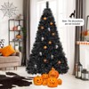 Tangkula 8/7/6 FT Black Artificial Halloween Tree Pre-lit Hinged Full Xmas Tree w/ Branch Tips Pine Needles Cold White LED Lights - image 3 of 4