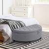 HOMCOM Half Moon Modern Luxurious Polyester Fabric Storage Ottoman Bench with Legs Lift Lid Thick Sponge Pad for Living Room, Entryway, Bedroom, Gray - 3 of 4