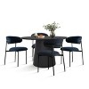 5-Piece Modern Dining Set for 4 ,Black Wood Round Dining Table & Armless Upholstered Linen Dining Chairs for Dining Room-Tanpinhause - 2 of 4