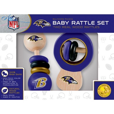 BabyFanatic Wood Rattle 2 Pack - NFL Miami Dolphins - Officially Licensed  Baby Toy Set