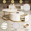 Sapphtopaz Modern Round Nesting Coffee Table Set with Fluted Design, Modern Coffee Table with Drawer & MDF Top, Center Table Set for Living Room - 3 of 4