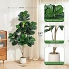 Fiddle Leaf Fig Tree Artificial with 48 Leaves - Realistic Faux Ficus Lyrata Trees in 7.8" Grey Planter Pot - 2 of 4