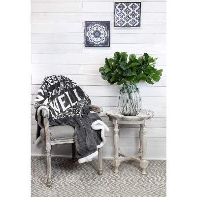 Decorae Gray Healing Thoughts Blanket, Get Well Fleece Throw, 5 x 4 Foot