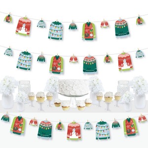 Big Dot of Happiness Colorful Christmas Sweaters - Ugly Sweater Holiday Party DIY Decorations - Clothespin Garland Banner - 44 Pieces - 1 of 4