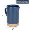Nat & Jules Raw Bottom Matte Navy Blue 40 ounce Ceramic Pitcher Jug - 2 of 4