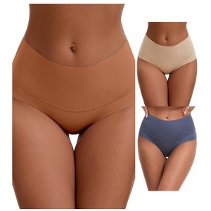 INSPIRE CHIC Women's High Waist Tummy Control Full Coverage Briefs Breathable Panties 3 Packs - 1 of 4