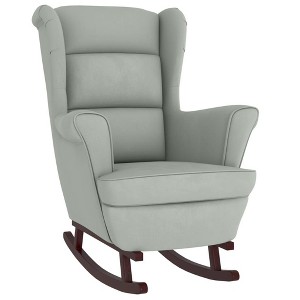 vidaXL Rocking Chair Light Gray Velvet, Solid Rubber Wood, Foam Standard - 1 of 4