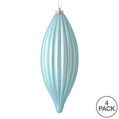 Matte Baby Blue Shatterproof Plastic Finial Ornament Set