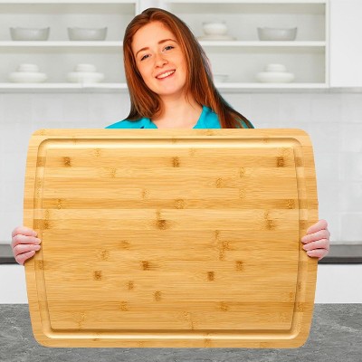 Bamboo Cutting Board, Extra Large Reversible Chopping Board for Kitchen, Stove Top Cover, Perfect for Meat, Vegetables and Cheese, Knife-Friendly