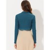 Allegra K Women's Elegant Ruffle Collar Crop Knit Open Front Shrug - 3 of 4