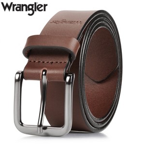 Wrangler Men’s 35mm Full Grain Genuine Leather Casual Belt for Jeans, Pants, 5mm Thick Leather Belt for Mens, Gift Idea for Boyfriedn Husband - 1 of 4