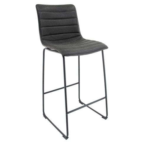 LeisureMod Brooklyn 29.9" Modern Leather Bar Stool with Black Iron Base & Footrest - image 1 of 4