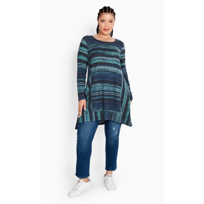 Avenue Women's Plus Size Ellie Rib Tunic Blue 18w Target