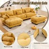 U Shaped Velvet Cloud Couch with 2 Ottomans,118" Modular 5 Seater Sectional Sofa with Bolster Armrest Pillows for Living Room-Baofuwish - 2 of 4
