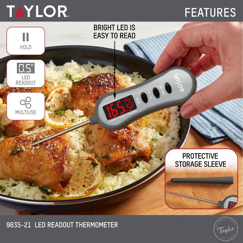 Taylor Super-Brite LED Digital Pocket Kitchen Meat Cooking Thermometer, 5 of 6