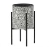 LuxenHome Set of 2 Black and White Metal Cachepot Planters with Black Metal Stands Multicolored - 4 of 4