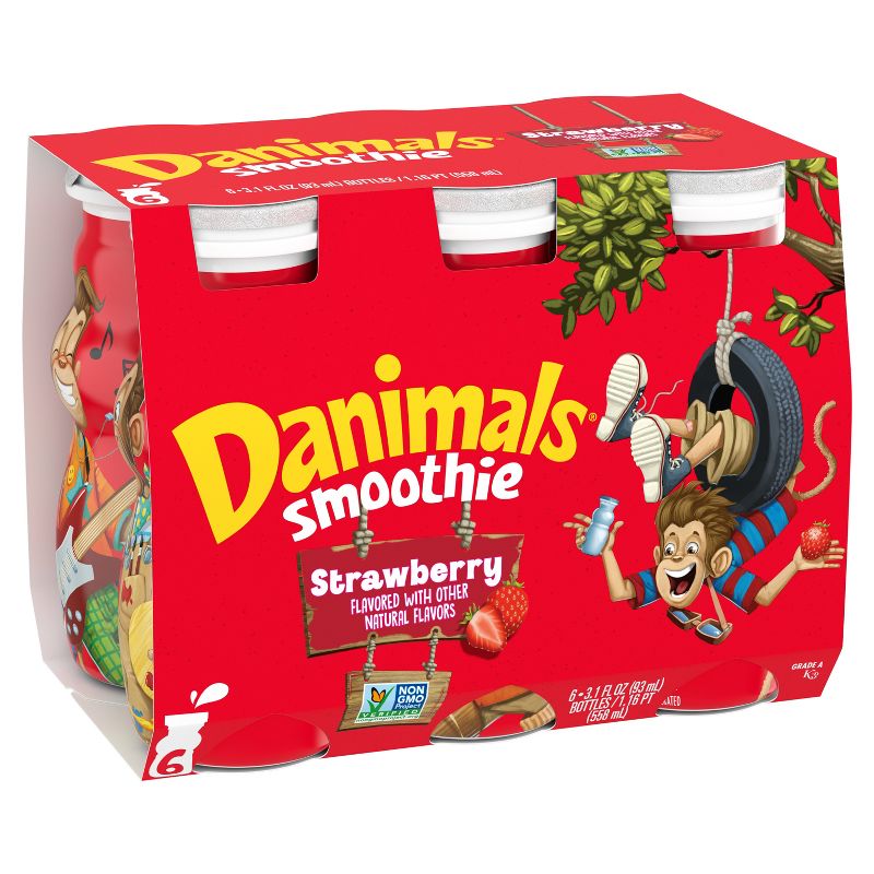 Danimals Strawberry Kids&#39; Smoothies - 6ct/3.1 fl oz Bottles, 6 of 23