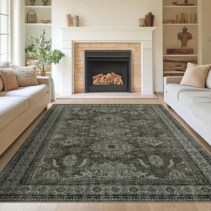 coucheta Rugs for Living Room, Non Slip Washable Rug, Vintage Rugs Ultra-Thin Floor Mat, Retro Medallion Non-Shedding Carpet - 1 of 4