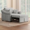 GDFStudio Fynor Modern 3-in-1 Metal and Wood Chenille Upholstered Convertible Sleeper Chair with Adjustable Backrest - 2 of 4