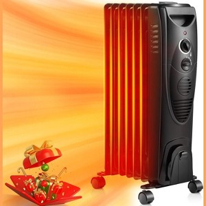 ZAFRO Oil Filled Radiator Heater, 1500W Portable Electric Oil-Filled Radiant Heatings, Space Heater with Tip-Over & Overheat Protection(Black) - 1 of 4