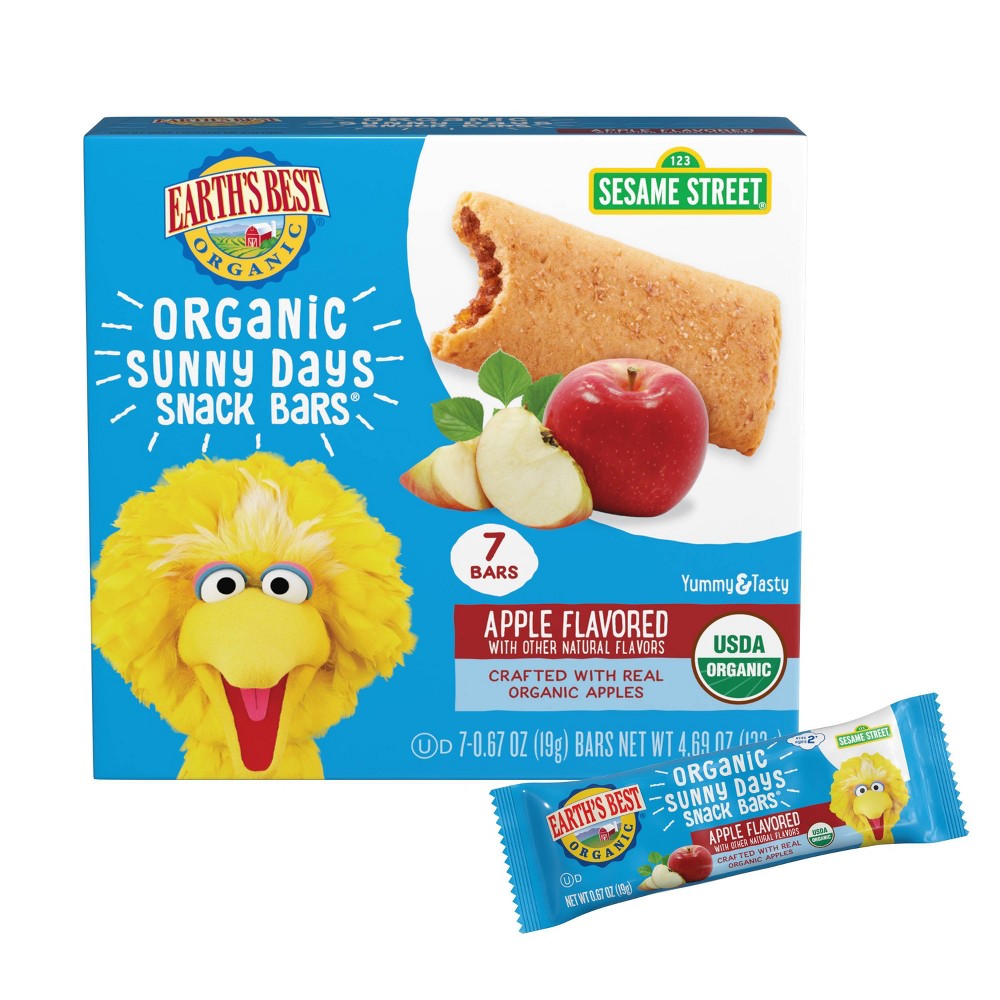 Earth's Best Organic Sunny Day Toddler Snack Bars with Cereal Crust Made with Real Apples - 7ct