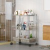 EcoSummer 3-Shelf Adjustable Wire Storage Rack, Rolling Kitchen Cart with Basket & Handle, Metal Organizer Shelf, Silver. - 3 of 4