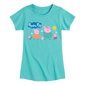 Girls' - Peppa Pig - Pig Famly Lineup Fitted Short Sleeve Graphic T-Shirt - 1 of 4