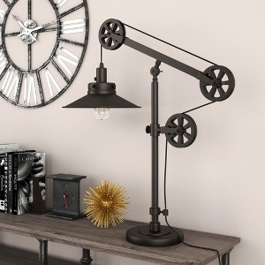 Hudson and Canal 29" Tall Wide Brim/Pulley System Table Lamp with Metal Shade - 1 of 4