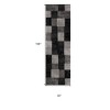 HomeRoots 13' Gray and Black Geometric Power Loom Distressed Runner Rug - 3 of 4