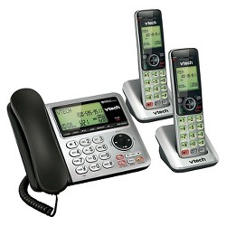 VTech CS6649-2 DECT 6.0 Expandable Corded/Cordless Phone With Answering