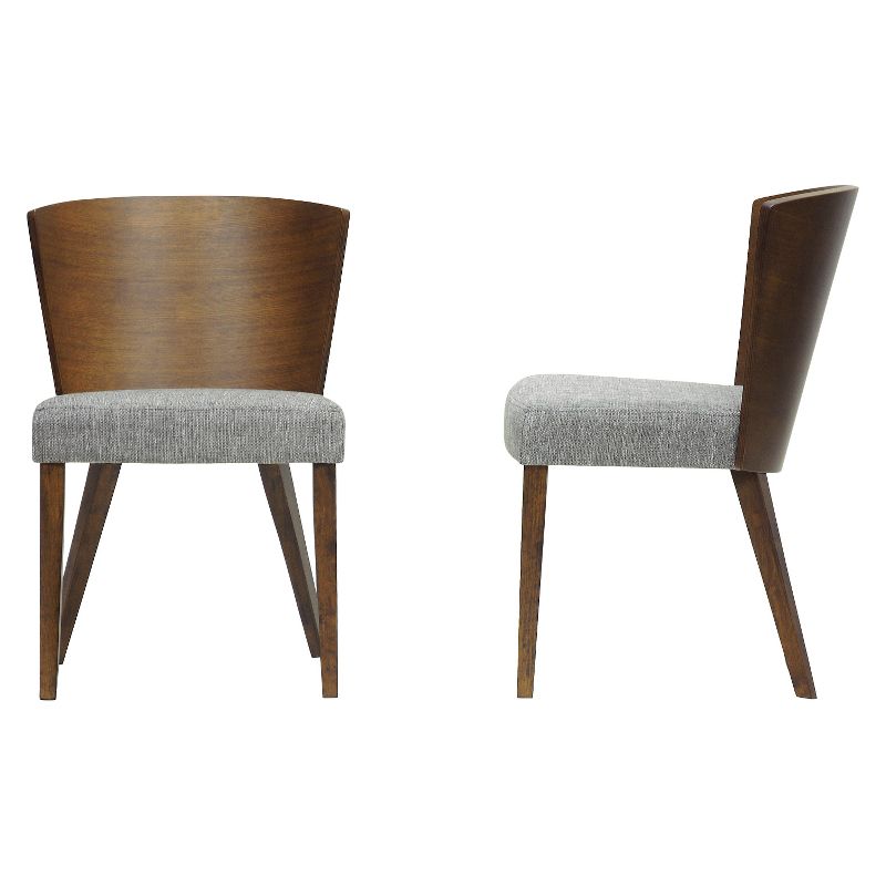 Set of 2 Sparrow Wood Modern Dining Chair Brown/Gravel - Baxton Studio: Upholstered, Walnut Finish, Foam Cushion, 3 of 4