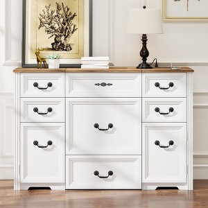 Fredees Multifunctional Vanity Desk with Mirror, LED Lights, USB Ports, Power Outlets, and Ample Storage – Stylish Makeup Dresser for Your Bedroom - 1 of 4