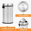 17 Gallon/65 Liter Trash Can, Stainless Steel Rubbish Bin, Commercial Grade Waste Container, Round Garbage Can for Outdoor, Home Office, Restaurant - 4 of 4