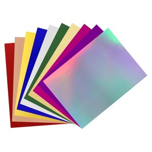 Unique Bargains Scrapbook DIY Craft Reflective Metallic Mirror Holographic Cardstock 10 Pcs - 1 of 4