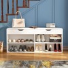 Famapy Wooden Shoe Cabinet with Cushions Open Shelves White - 2 of 4