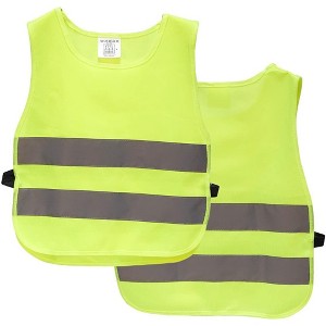 Blue Panda 2 Pack Kids Reflector Vest, High Visibility Reflective Vests for Outdoor Night Activities or Construction Worker Costume - 1 of 4
