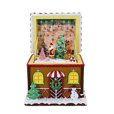 Roman 6.25 In Musical Lighted Box Gingerbread House Box Lid Figurines ...