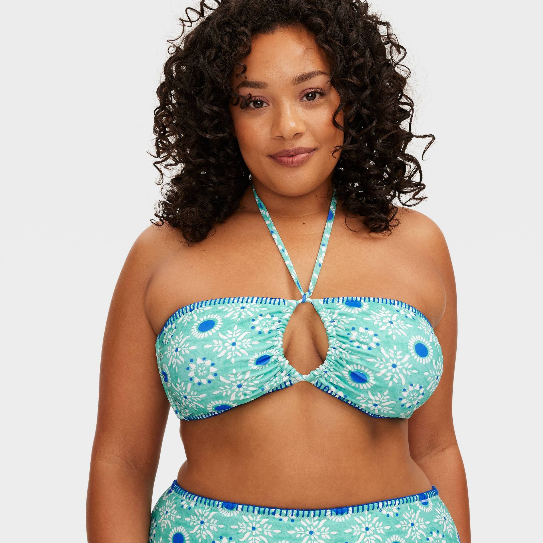 Women's Star Medallion/Multi Stripe Reversible Bandeau Bikini Top Teal/Blue - Roller Rabbit x Target X