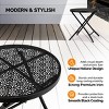 SEVOBAL Patio Folding Side Table Outdoor End Table Round Coffee Table with Flower Cutouts for Patio Yard Balcony Garden, Black, 58"*9.5"*49" - 4 of 4