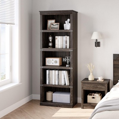 5 Tier Bookcase, Farmhouse Book Shelf with Storage, 67.4 Inch Tall Open Display Bookshelves