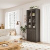 FUFU&GAGA Tall Bookcase Storage Cabinet,Glass Display Cabinet for Collection,Multi - Storage Organizer for Home & Office - 2 of 4
