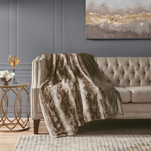 KTMBDW Luxury Brown Faux Fur Blanket Thick Warm Elegant Cozy Fuzzy Throw for Couch, Bed, Sofa, 60"x70" - 1 of 4