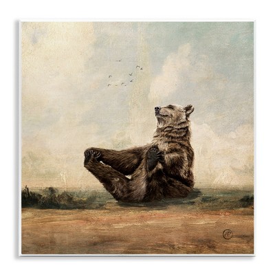 Stupell Industries Bear Holding Paws Watching Sunset, 12" x 12"
