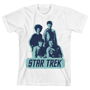 Star Trek Original Series Cast With Logo Boy's White T-shirt - 1 of 3