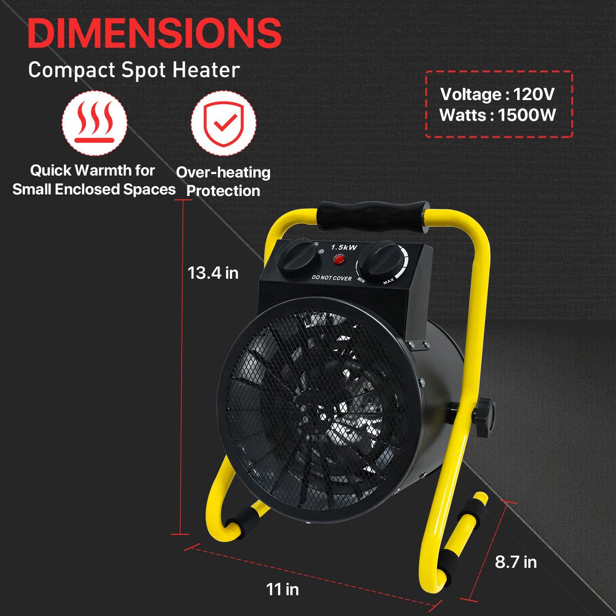 EAGLE PEAK 1500W Greenhouse Space Heater, Rapid Warming with Overheat Protection & Radiant Heating - thumbnail 3