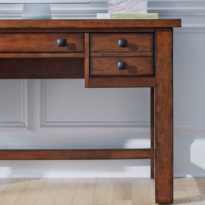 Tahoe Aged Maple Executive Desk with Keyboard Tray and Drawers