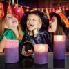 Generic  Purple LED Candles for Home Decor, Glass Flameless Candles with Remote, Set of 3 Battery Operated Pillar Candle for Fall Halloween Decoration - 4 of 4