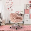 Faux Fur Desk Chair, Swivel Vanity Chair with Adjustable Height and Wheels for Office, Bedroom - 2 of 4